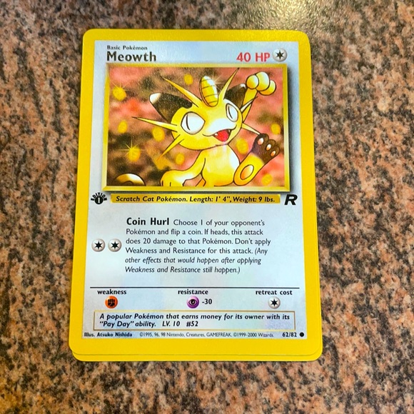 first edition meowth pokemon card Meowth 56/64 (1st Edition) (CGC 9) – GoldenFishGames main image 1